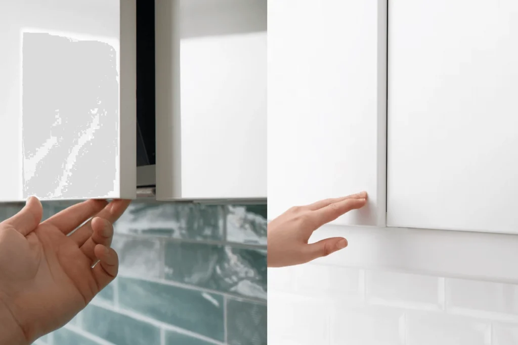 Touch to Open Cabinets Hands Free Convenience